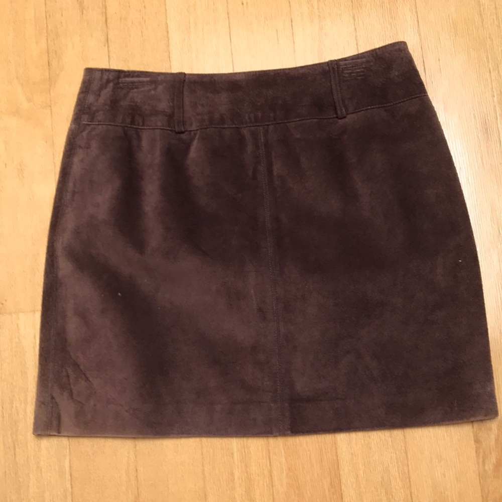 Leather / Suede Brown Mini Skirt with silky polyester lining
